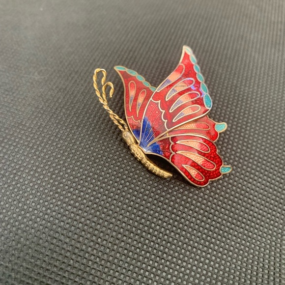 Cloisonné Enamel Butterfly Brooch - Picture 5 of 14